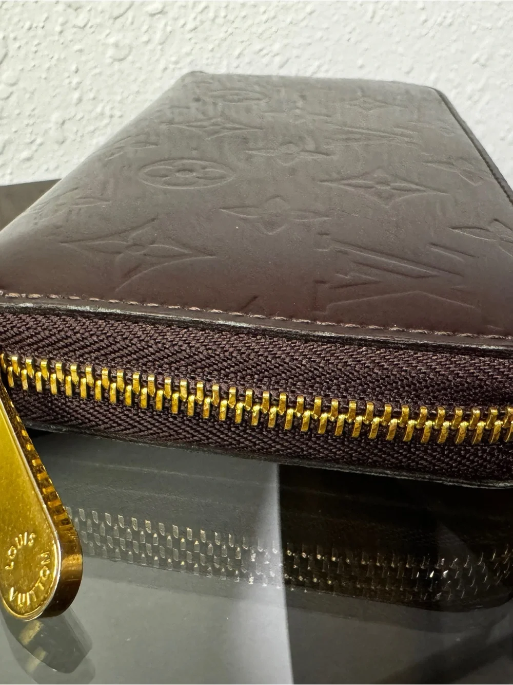 Louis Vuitton Vernis Patent Zip Wallet in Deep Bordeaux